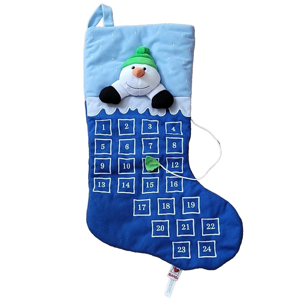 Ganz Snowman Calendar Stocking 20" Blue Countdown To Christmas